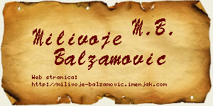 Milivoje Balzamović vizit kartica